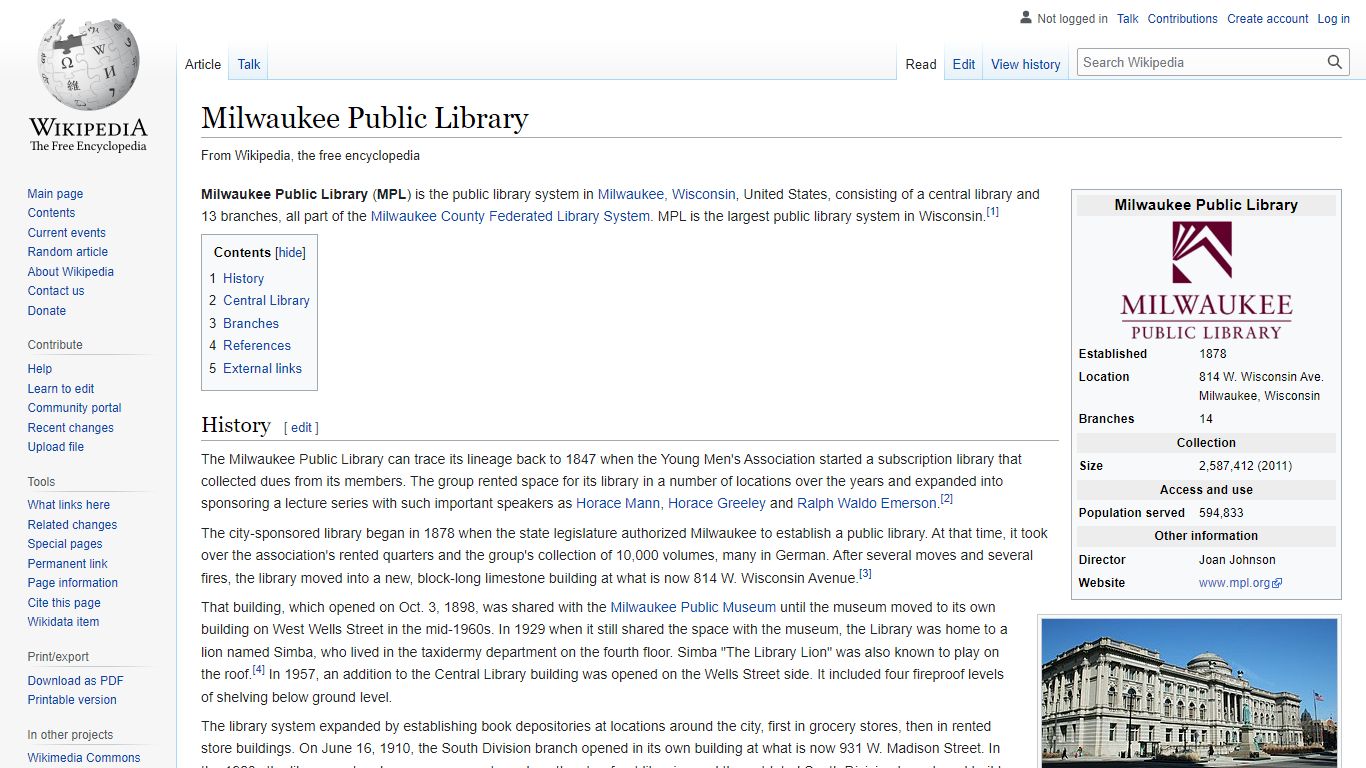 Milwaukee Public Library - Wikipedia